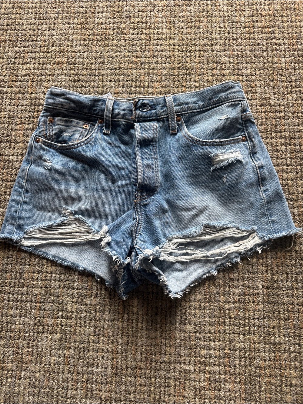 Levi's Light Blue Distressed Cutoff Denim Shorts